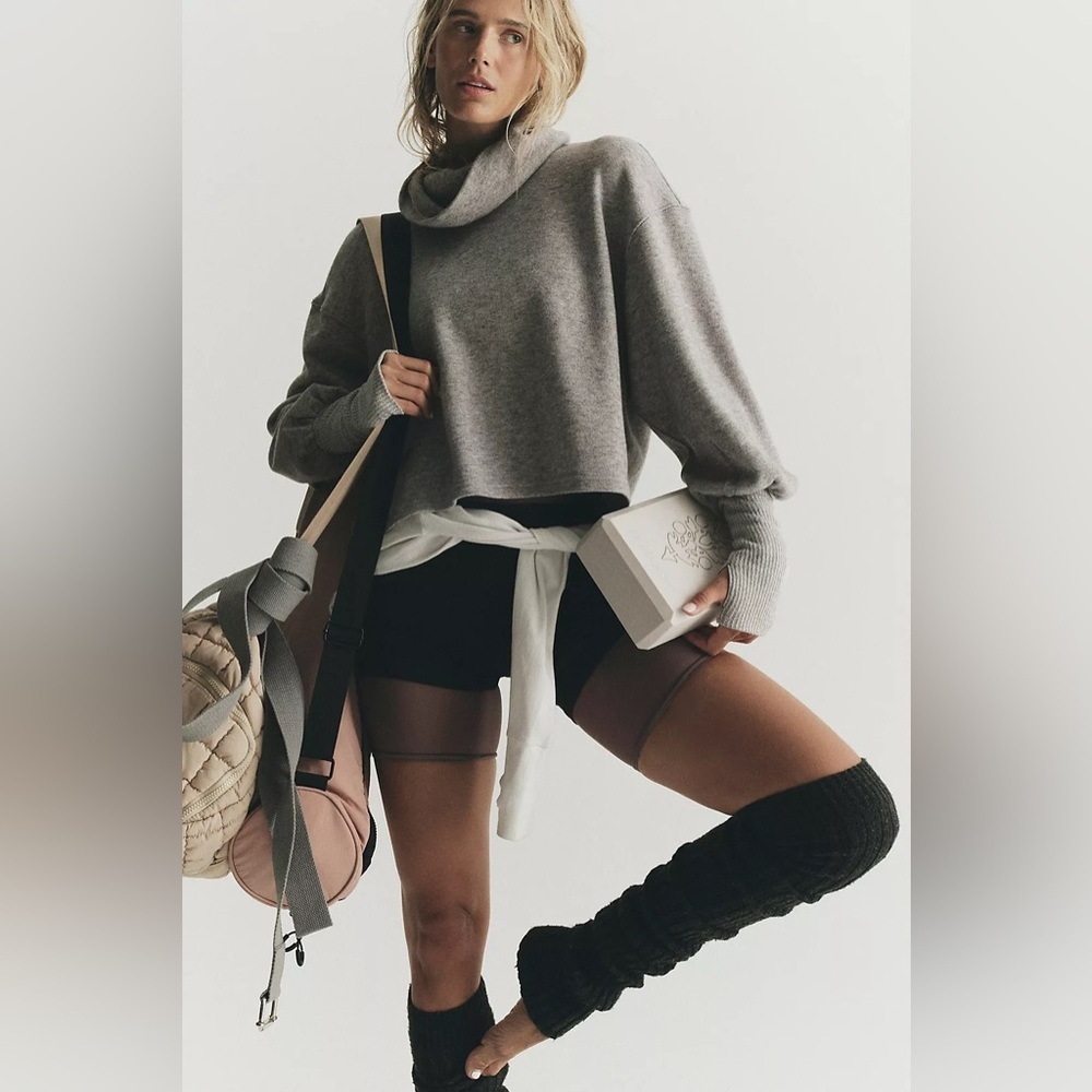 Free People Movement Ride It Out Layer Mock Neck Pullover Heather Grey Medium